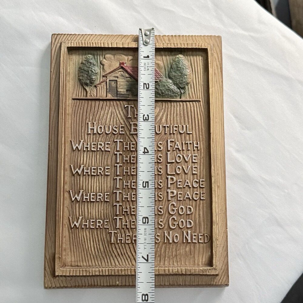 Vintage Victoria Ceramics Wall Plaque With Poem The House Beautiful “Faux Wood” - Picture 13 of 14